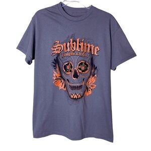 Sublime Gray and Orange Graphic Skull T-Shirt Tee Nwt Size Medium M